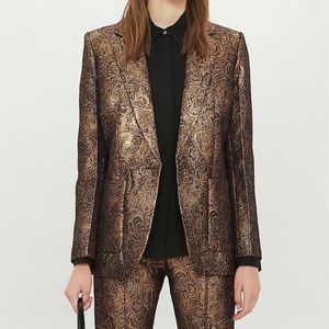 Sandro Gold/Black Floral Metallic Blazer Size 36 NWT